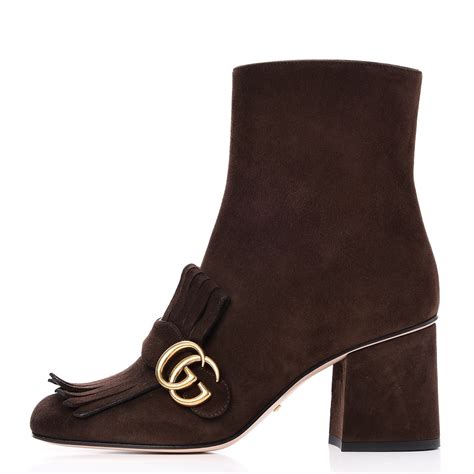 gucci suede marmont shoes|Gucci Marmont fringe boots.